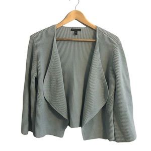 Eileen Fisher Bell Sleeve Organic Cotton Open Ribbed Cardigan size small
